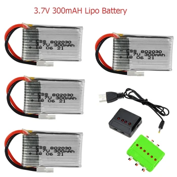 3.7V 300mAH Lipo батерия с 6-в-1 4-в-1 зарядно устройство комплект за Udi U816 U830 F180 E55 FQ777 FQ17W Syma X11C FY530 RC Drone батерия