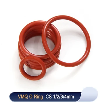50pcs VMQ O пръстен уплътнение дебелина CS 1/2/3/4mm червен водоустойчив шайба кръг O форма силиконов пръстен храна клас