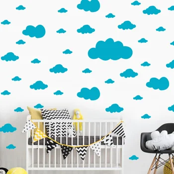 68Pcs смесен размер 2.5-25Cm облаци стена стикери карикатура сладък облаци стена ваденки за деца бебешки стаи Начало гардероб декор тапет