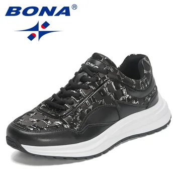 BONA 2023 Нови дизайнери Популярни маратонки Mesh дишащи тенис обувки Мъже Удобни външни ежедневни обувки Мъжки обувки за ходене