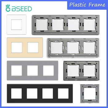 BSEED Пластмасови рамки за гнезда Матова рамка за стенни контакти Единична двойна триплова четири рамки DIY части Безплатна комбинация Стандарт на ЕС