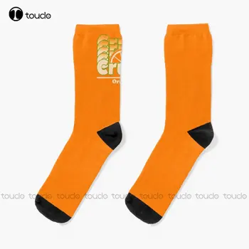 Orange Crush Socks Womens Black Socks Персонализиран потребителски унисекс възрастен тийнейджър младежки чорапи Персонализиран подарък 360 ° цифров печат
