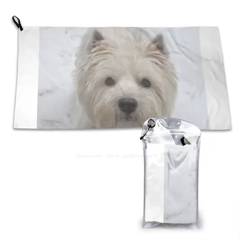 Westie White Microfiber Quick Dry Towel Beach Towel Dog West Highland White Terrier Westie Brody Pet Animal Scotland