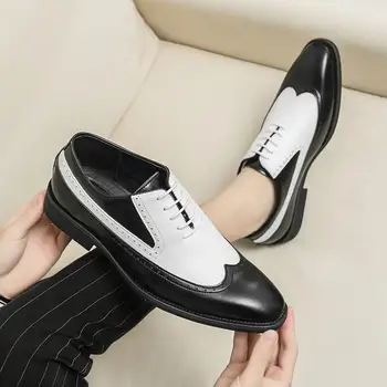 Кожени обувки Мъжки обувки 2023 Нов бизнес Официално облекло Кожени обувки Пролет Дишаща Корейски стил Модерен Casual Британска тенденция
