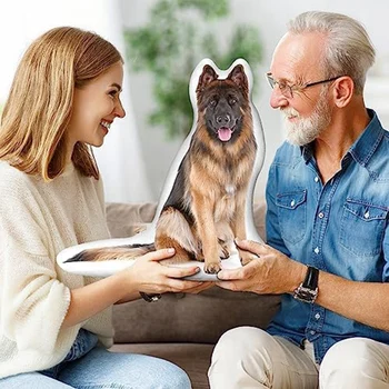 Персонализирана възглавница на немско овчарско куче, 3D проектирана мека и удобна възглавница на любим домашен любимец издръжлива около 50 см