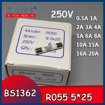 100PCS/BOX Керамична предпазителна тръба RO55 предпазител R055 сърцевина 5 * 25 5 x25mm 0. 5А1А3А6А8А10А16А20А