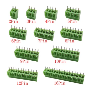  100Pcs малък 2.54mm стъпка PCB винт терминал блок конектор 2/3/4/5/6/7/8/9/10/12/16 щифт терминали 150V 6A за 26-18AWG кабел
