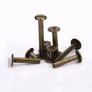 10pcs метален бронз подвързване Чикаго винтове нокти дълги шипове нитове кожа занаятчийски хардуерни аксесоари Дължина на пръта 3 ~ 50mm
