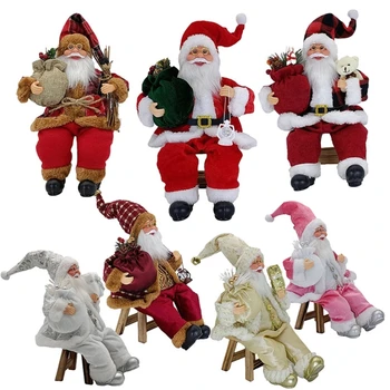 14'' Седящи Санта фигурки Коледна фигура декорация висящи коледно дърво
