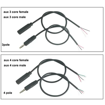 1M 30cm 3.5mm 3Pin 4pin AUX мъжки женски конектор аудио разширение кабел главата линия 3.5mm стерео DIY кабел ядро тел