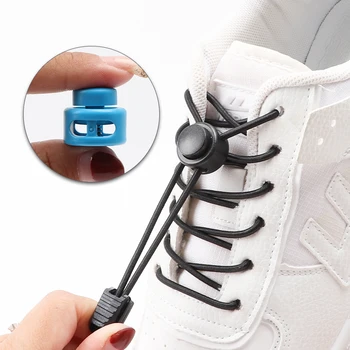 1Pair цветни катарама връзки за обувки без връзки за деца възрастни кръг обувки еластични връзки за бягане обувки мързеливи аксесоари