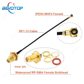 1pcs MHF4 женски към водоустойчив RP-SMA женски преграда RF1.13 кабел 3g 4g WIFI антена адаптер RF коаксиален пигтейл разширение джъмпер