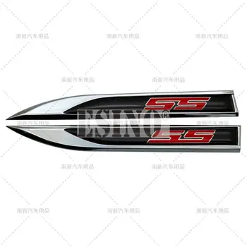 2 x Автомобилен стайлинг Спортно тяло Fender Side метал хром цинк сплав нож страна 3D лепило емблеми значки Стикери за Chevrolet SS