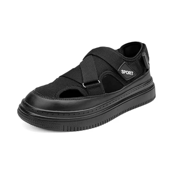 2023 Летни мъжки сандали на открито плажна ваканция черни сандали с дебела подметка на височина външни сандали мода ежедневни сандали големи