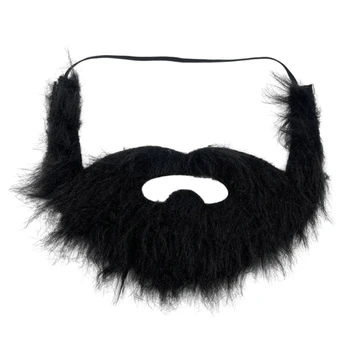 2023 Хелоуин Смешни мъже Черни фалшиви мустаци за брада, Хелоуин & Коледна брада с мустаци за възрастен Хелоуин парти