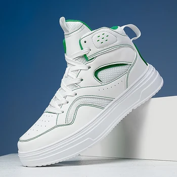 2024 Нови обувки за бягане Мъжки обувки Меси Висок връх Удобни спортни маратонки на открито Бели обувки за скейтборд Chaussure Homme