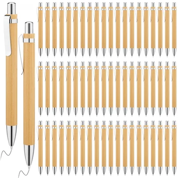 20Pcs бамбук писалка бамбук дърво химикалка 1.0mm съвет офис училище wrting канцеларски бизнес подпис топка писалки