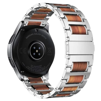 22mm висок клас дървена метална каишка за Samsung часовник 3 45mm / Huawei Watch 4 / 3GT3-2 Pro подмяна гривна лента за Amazfit GTR 4
