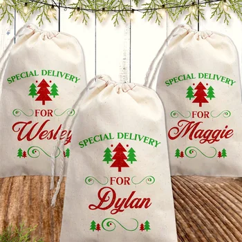 25PCS Коледни подаръчни торбички, персонализирани от Дядо Коледа чанти за подаръци, празнични чанти - специална доставка Коледна опаковка за подаръци