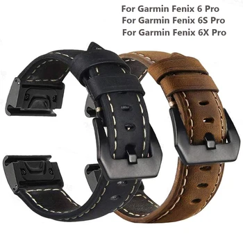 26 22 20MM каишка за часовници за Garmin Fenix 7S 7 7X 5S 5 5XPlus 3HR 6X 6 6S Pro Enduro Quick Release Leather Easyfit Wrist Band