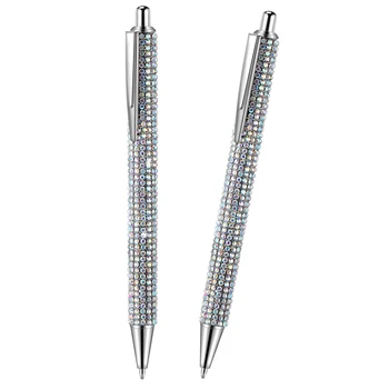 2Pcs метални химикалки черно мастило подарък писалки диамант голям кристал bling писалка за шаферка жени момиче съученици