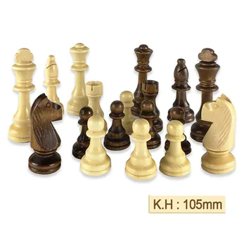 32/34/2 бр. Дървен шахматен комплект Царска височина 105mm Шахматна игра Висококачествени шахматни фигури Стандартни шахматисти PU шахматна дъска Игра на маса