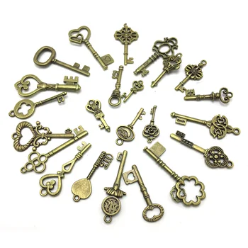 40pcs ретро античен бронзов ключ различен стил творчески декоративни DIY ключове висулка бижута аксесоари Начало декорация части