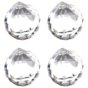 4pcs 40MM Фън Шуй фасетиран декориране кристал висулка топка (ясно)