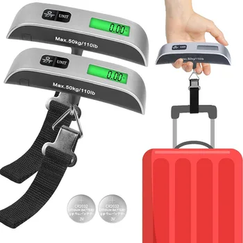 50kg/110lb Скала за тегло на багажа Цифров LCD дисплей Джобна скала за пътуване за куфари Кантари за ръце за пътуване Преносима куфарна везна