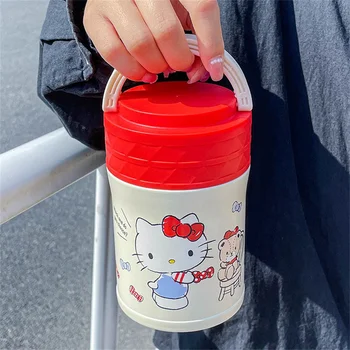 560ML Санрио Hello Kitty 316 неръждаема стомана задушени чаша Beaker термос донесе ориз закуска преносим анти-попарване с чаши за супа