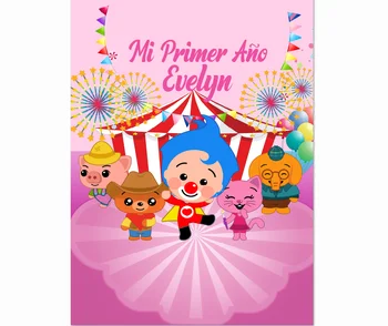 5x7FT Персонализирана Plim циркова музикална сцена Честит рожден ден балони извън открито миещи се бръчки безплатно полиестер полипамук