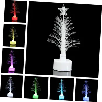 6pcs оптични цветни LED нощна светлина деца Коледа дърво подарък маса декор нощ светлина нагоре играчка LED коледно дърво парти лампа