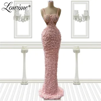 Abendkleider розови мъниста парти рокли 2021 Персонализирани официални вечерни рокли за жени от Близкия изток Дълги абитуриентски рокли за знаменитости