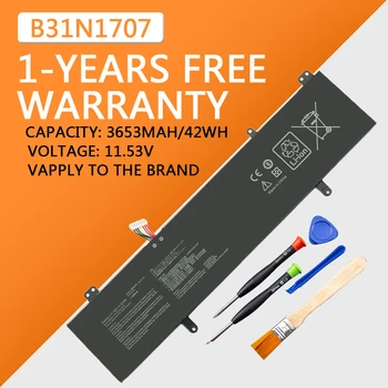 B31N1707 Bateria do portátil para ASUS, VivoBook S14, S410UQ, S410UN, S41OUN, S4100V, S4100VN, S4200U, X411UA, X411UF, X411UN, X