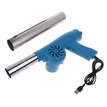 BBQ вентилатор за въздушен вентилатор с USB кабел 2 въздуховод ръчен мехлем инструмент за готвене на открито и
