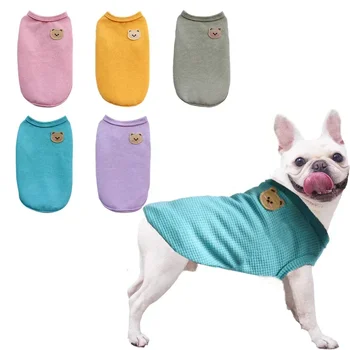 Bear Pet Vest Dog Clothes Cat Solid Color Dog T-shirt Clothes Pet Thin Section Fashion Chihuahua Summer Breathable Pug Hoodies