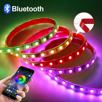 Bluetooth 220V RGBIC LED лента светлина SMD5050 Dreamcolor RGB ленти APP контрол Интелигентен Led лента преследване за открит домашен декор