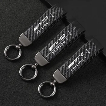 Car Key Belt Carbon Fiber Pattern Zinc Alloy Keychain Auto Parts For Mercedes Benz W168 W169 W176 W177 A-Class Edition 1