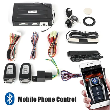 Car Интелигентна алармена стартова система Bluetooth Автоматично стартиране Заключване Старт Стоп бутон Дистанционно управление без ключ Автомобилни аксесоари