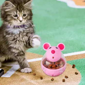Cat Toy Мишки Храна Tum-bler Играчка топка Интерактивна игра за обучение на котешки хранилки Използване на пъзел играчка Интересен пластмасов дозатор за котешка храна