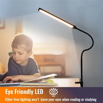 Clip-on LED четене гъвкава настолна лампа USB димиране защита на очите таблица светлина за спалня общежитие проучване офис осветление