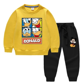 Disney Мики Маус и Доналд Дък Детски дрехи Детски суитчър и панталони Комплект от две части Бебешки чист памук