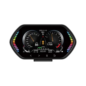 F12 Универсален HUD Head-Up дисплей OBD2 GPS скоростомер Интелигентен накланящ метър Аксесоари за кола