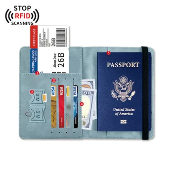 FUDEAM PU ретро RFID паспорт случай притежател многофункционален женски бизнес паспорт защитен случай водоустойчив банкова карта чанта