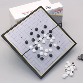 Go Set Reversible Go Board Magnetic Go Game Set Класическа китайска стратегическа настолна игра Единични изпъкнали камъни за деца Подарък за възрастни