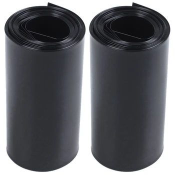 Hot 2Pcs 70Mm / 44Mm PVC термосвиваеми тръби Wrap черен 2M 6.5Ft за 18650 батерия