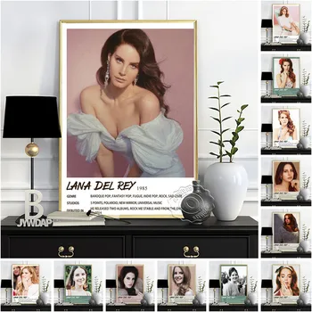 Hot Singer Lana Del Rey плакат, скандинавски стил декоративна стенопис, музика звезда стена изкуство, бар кръчма клуб стена картина, фенове подарък