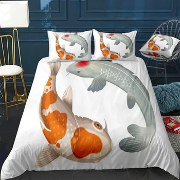 Icon Koi риба пухени покритие удобни юрган Начало Декора дизайн универсален спален комплект спално бельо + калъфка 3бр