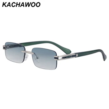 Kachawoo слънчеви очила без рамки квадратна рамка дамски модни слънчеви очила мъже модерни нюанси без рамки зелено синьо кафяво европейски стил