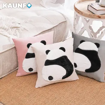 KAUNFO карикатура сладък прекрасен панда диван възглавница покритие възглавница покритие 45 * 45 декоративна възглавница за детска стая декорация на дома